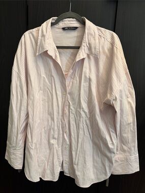 Zara Pink Striped Button-Down Shirt